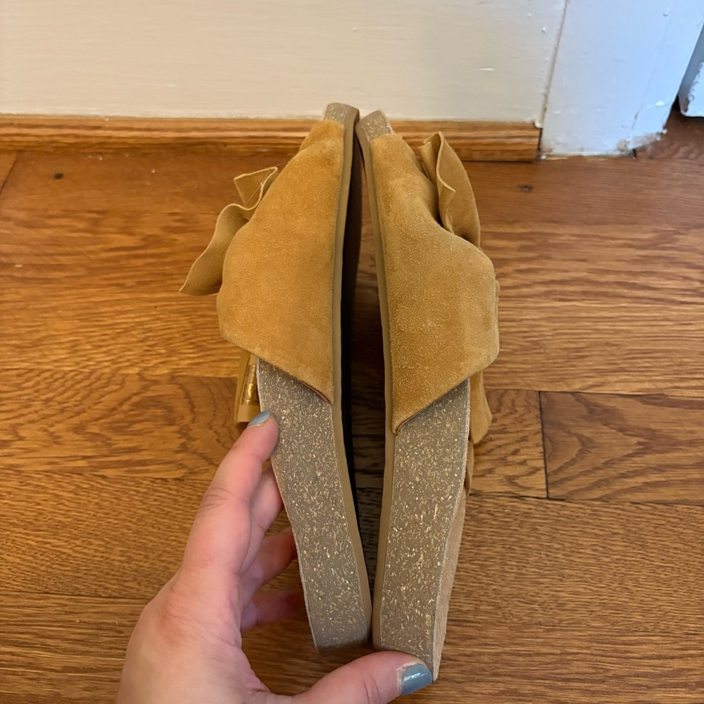 Ulla Johnson Ingrid Bow Slide Sandal in Mustard Suede - 7 - Picture 10 of 10